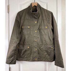 J.Crew Downtown Field Jacket Womens L Brown Coated Cotton Utility Coat